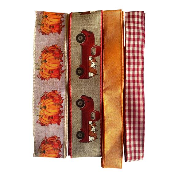 Fall Wreath Kit | Red Truck Welcome Sign & Pumpkin Ribbon Bundle | Autumn DIY - Picture 9 of 9